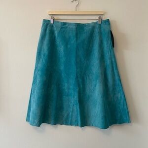 Y2K Danier Turquoise A Line Suede Skirt